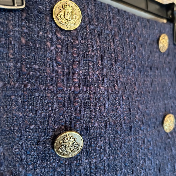 Loft Navy Tweed Wrap Doulbe Button Skirt - Picture 12 of 12